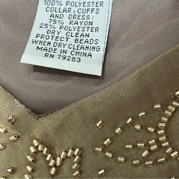 Alex Evenings Woman Bronze Floral Beads Gown Dress Size 10 - Picture 12 of 13